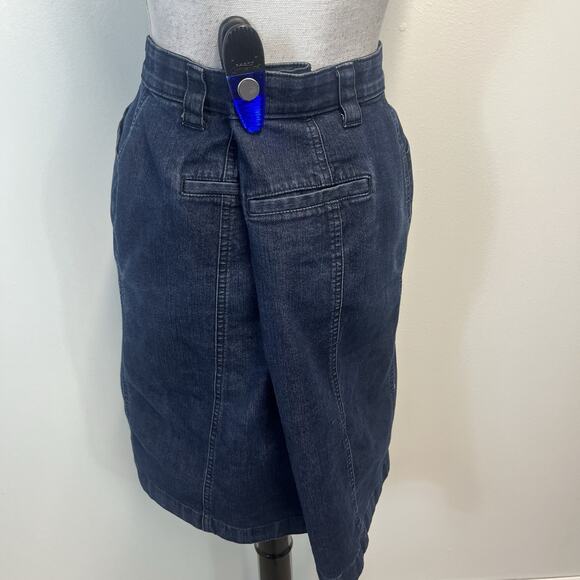 Vintage L.L. Bean Skirt sz 12 Denim Jean Classic Fit Knee A Line Stretch Casual - Picture 5 of 8